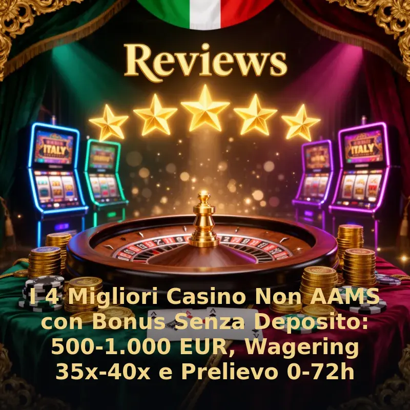 I 5 Migliori Casino Non AAMS con Bonus Senza Deposito: 500-5.000 EUR, Wagering 35x-40x e Prelievo 0-72h